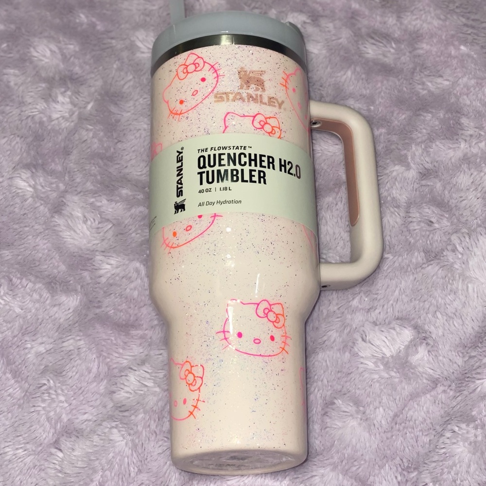 Hello Kitty Epoxy Stanley 40oz Rose Quartz glitter tumbler